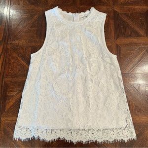 Kensie White Lace Sleeveless Top XS
